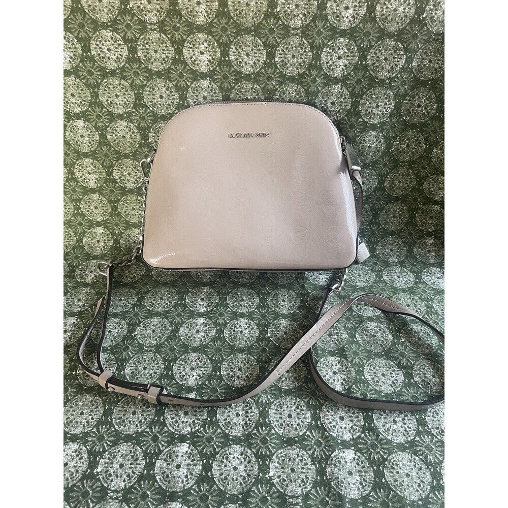 Michael Kors Patent Leather Mercer Medium Dome Messenger Crossbody
